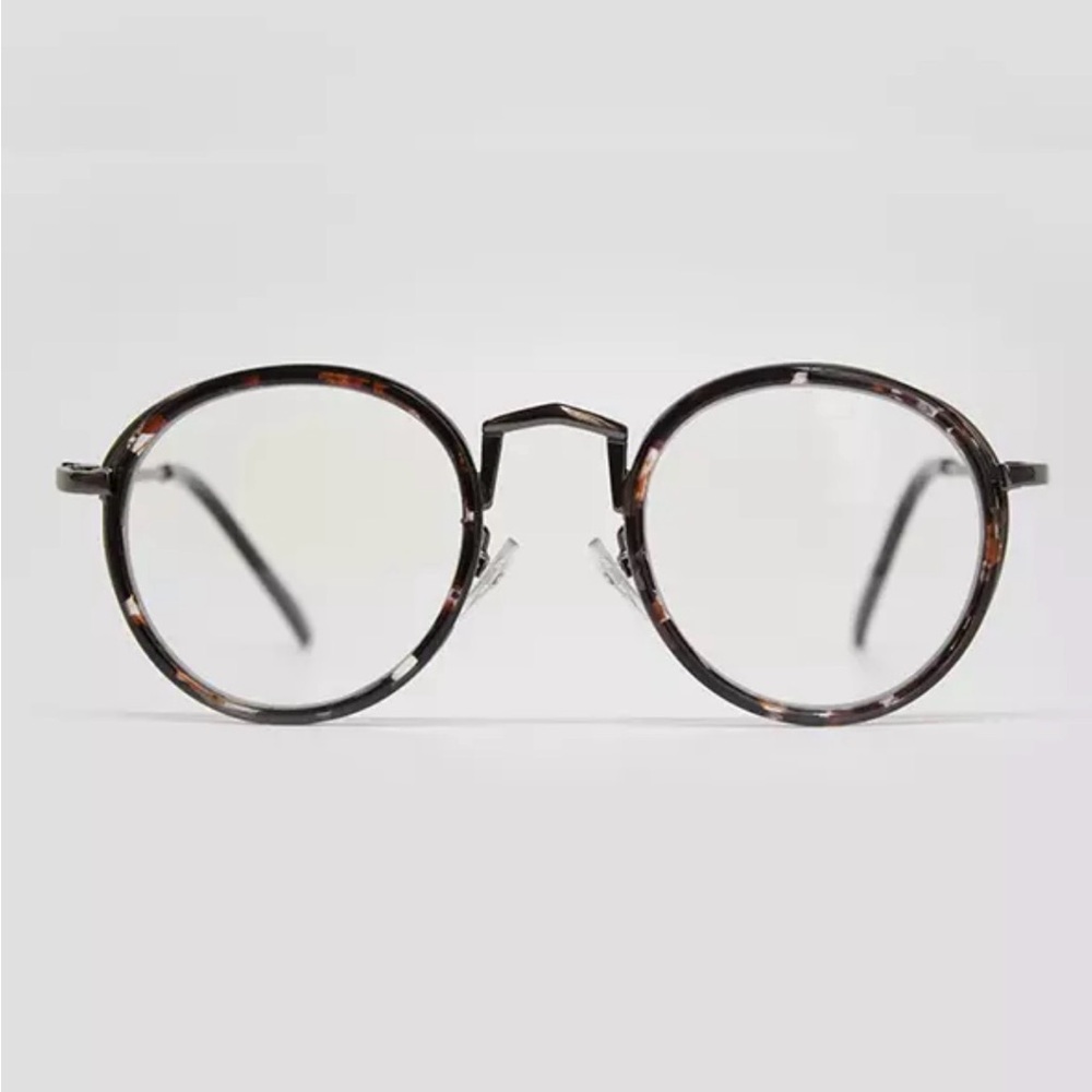 Le Petit Lunetier Brown Tortoiseshell Round Blue Light Eyeglasses